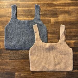 Set of 2 Everlane Women’s XS Tank Top Cropped Wool Yak Blend Knit Bralette